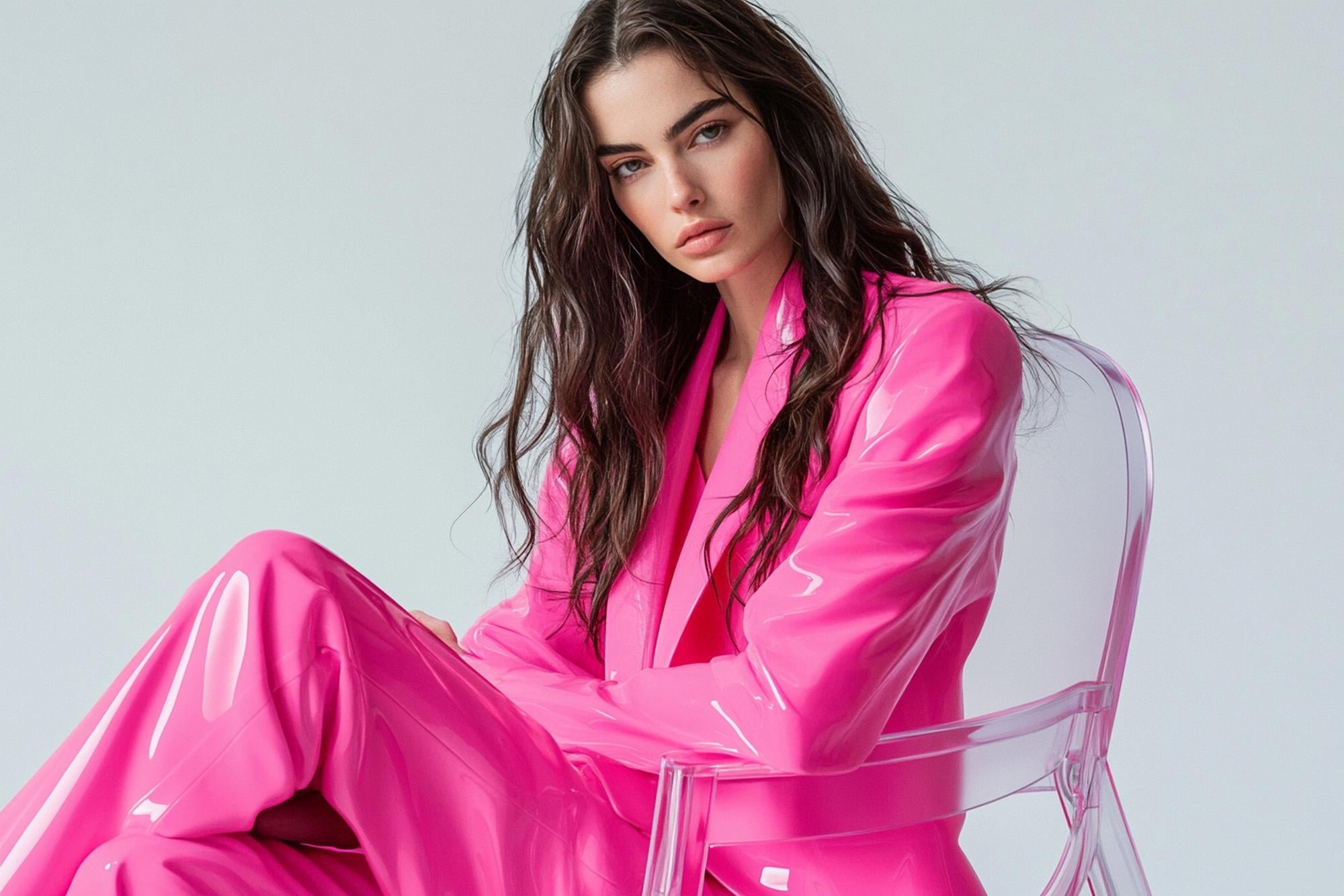 FITTLER divat élénk pink blézer szett